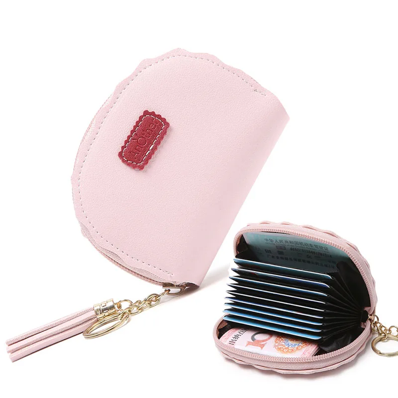 tassel pink JANE'S кожаный женский функциональный держатель для карт чехол для ID кредитных карт Обложка для паспорта кисточка карты Кошелек Сумка для документов Carteira Mujer девушка - Цвет: tassel pink