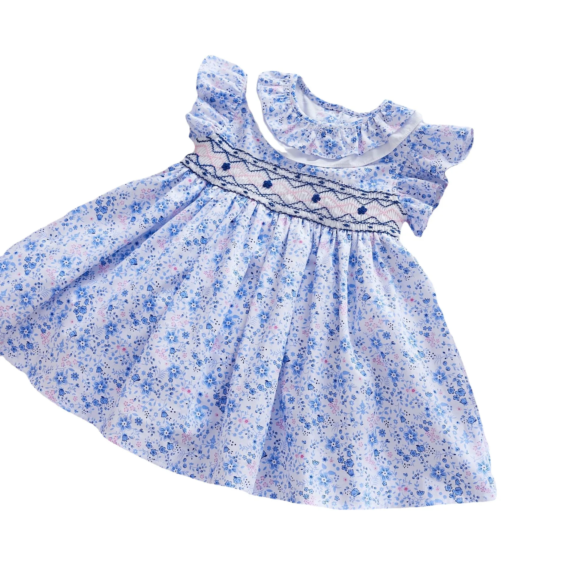 Платье детское с цветочной вышивкой оборками на рукавах | Детская одежда и обувь