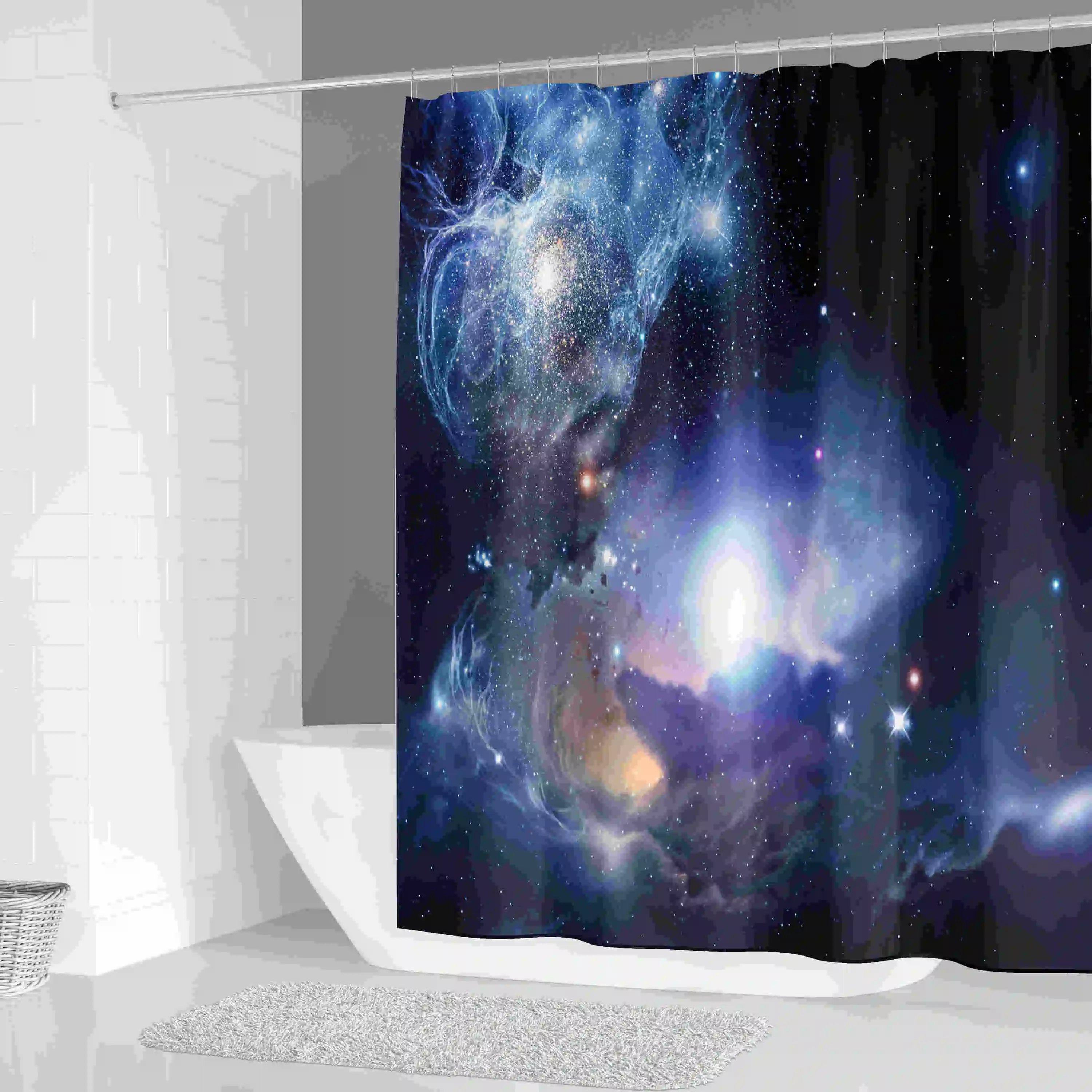 

Galaxy Sky Shower Curtain Waterproof Fabric For Bathroom Decor Shower Curtains Set With Hooks