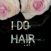 2pcsset crystal letters hairpins i do hair%e2%80%9c saying words hairclips hairgrip bobby pins hairgrip accessories wholesale