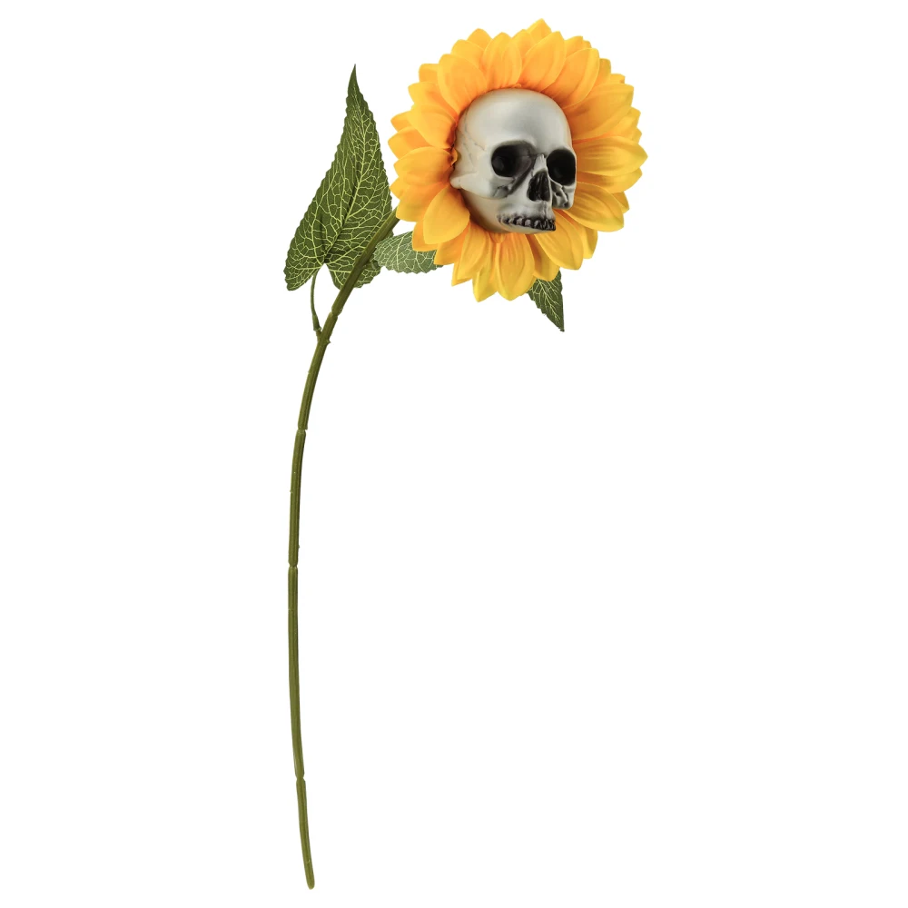 

Украшения для сада с черепом и подсолнухом, аксессуары для Хеллоуина, вечерние подарки, искусственные растения, наружное украшение, имитаци...