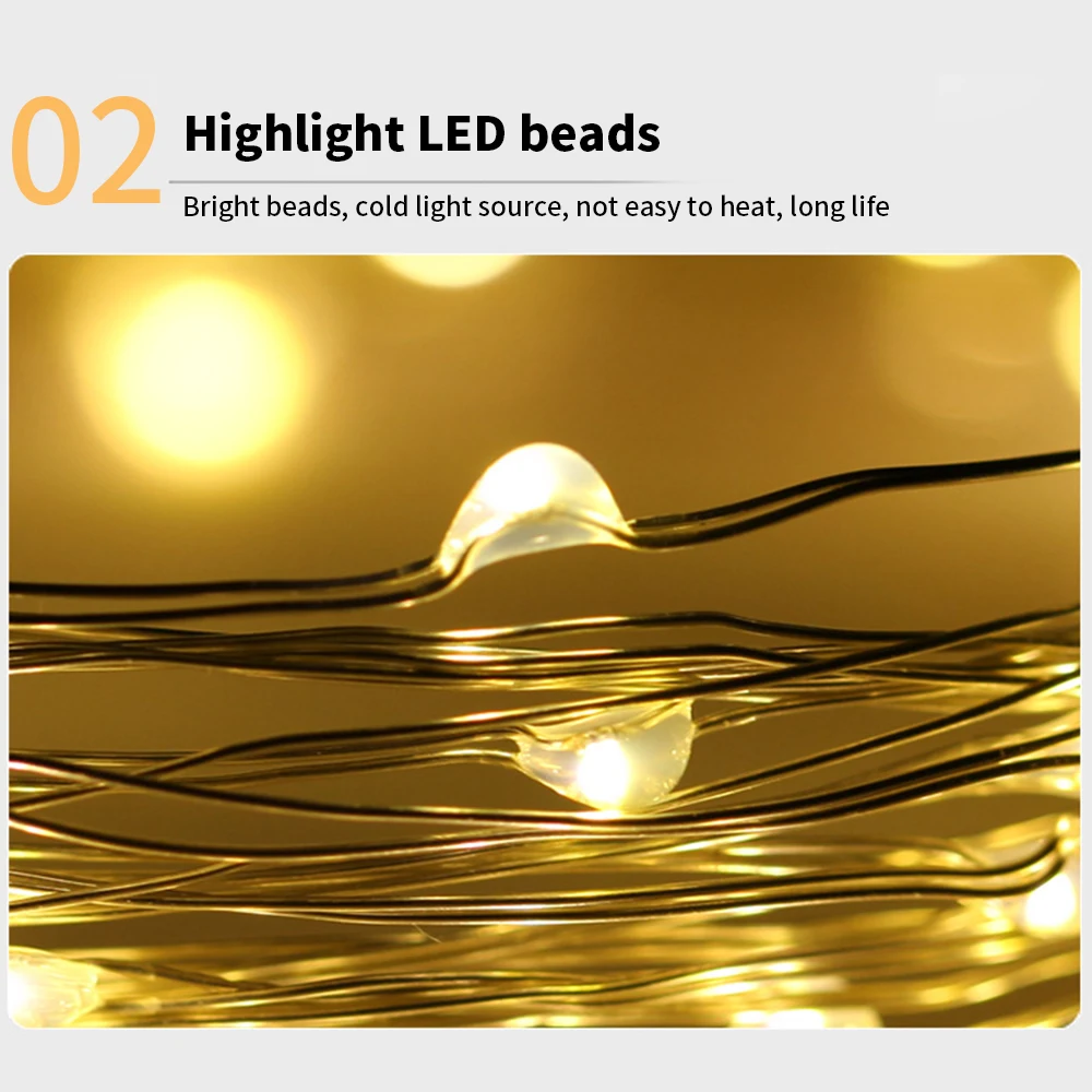 Светодиодная гирлянда 4 м из медного провода праздничное освещение сказочные