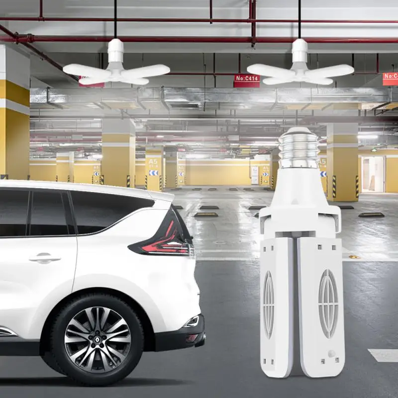 

LED Garage Light Adjustable Deformable Ceiling Light For Home Warehouse Workshop Folding Three-Leaf Deformation Lamp AC85-265V