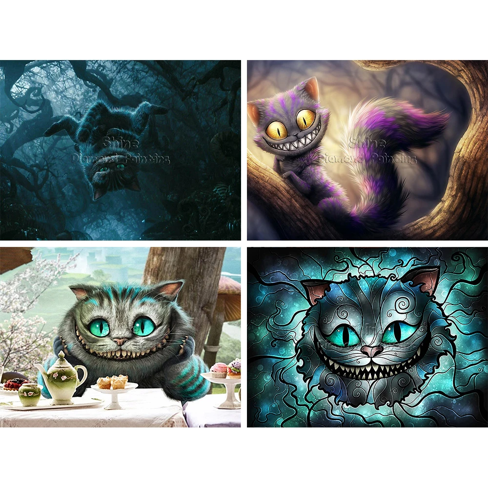 

Disney 5D Diamond Painting Cheshire Cat New Arrivals Alice in Wonderland Full Drill Art DIY Mosaic Kits Wall Stickers Home Decor