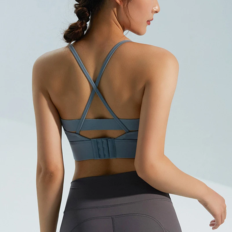 

New Traceless Sports Bra Women Shockproof Small Chest Yoga Underwear Running Fitness Vest Small Sling Gathered Bra