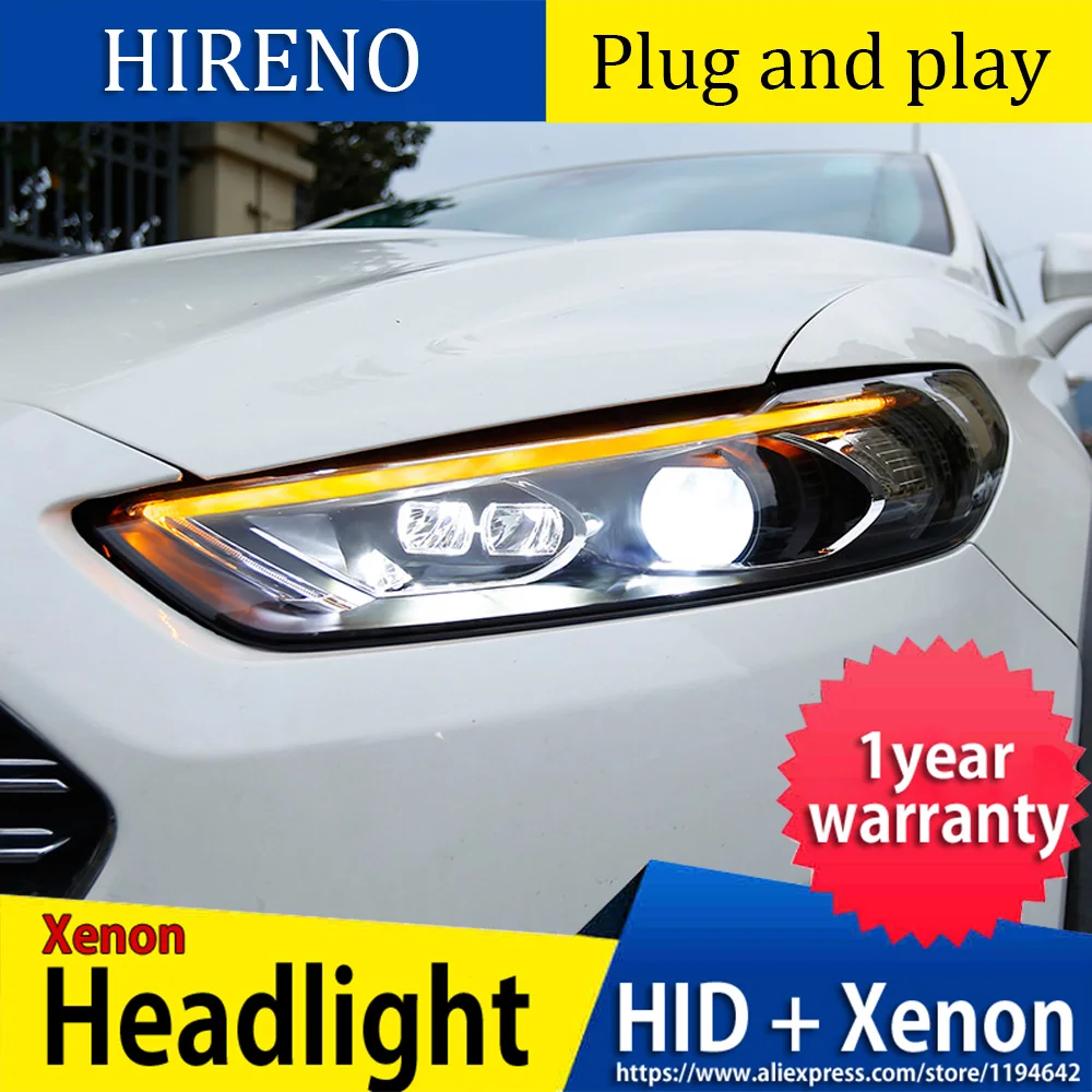 2 шт. Автомобильные светодиодные фары Hireno для Ford Mondeo 2017|led drl|hid xenondrl led |