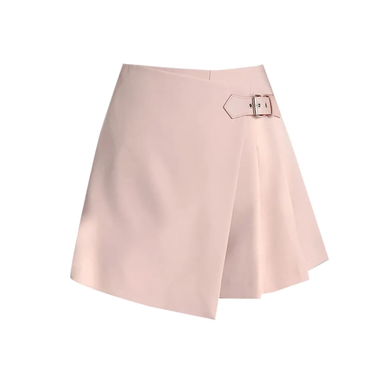 Mini jupe rose plissée pour femmes, mode coréenne, irrégulière, taille haute, ceinture élégante, jupe trapèze, Harajuku, été