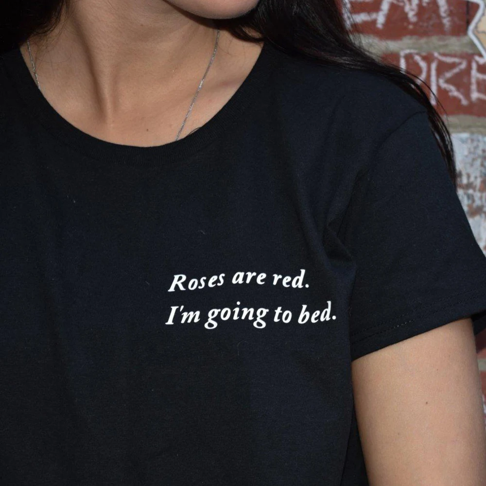 

Красные розы, забавная футболка с надписью «Я собираюсь ложиться в постель», футболка с рисунком в виде животного и кармана, хипстерская фут...