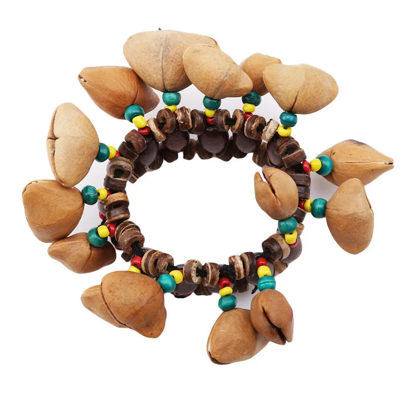 

Handmade Nuts Shell Bracelet Handbell for Djembe African Drum Conga Percussion Accessories kids toy