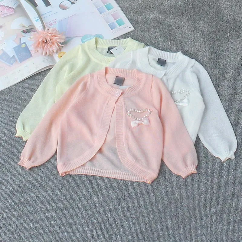 Жакет для девочек хлопковый желтый тонкий с длинным рукавом OGC215419 | Детская