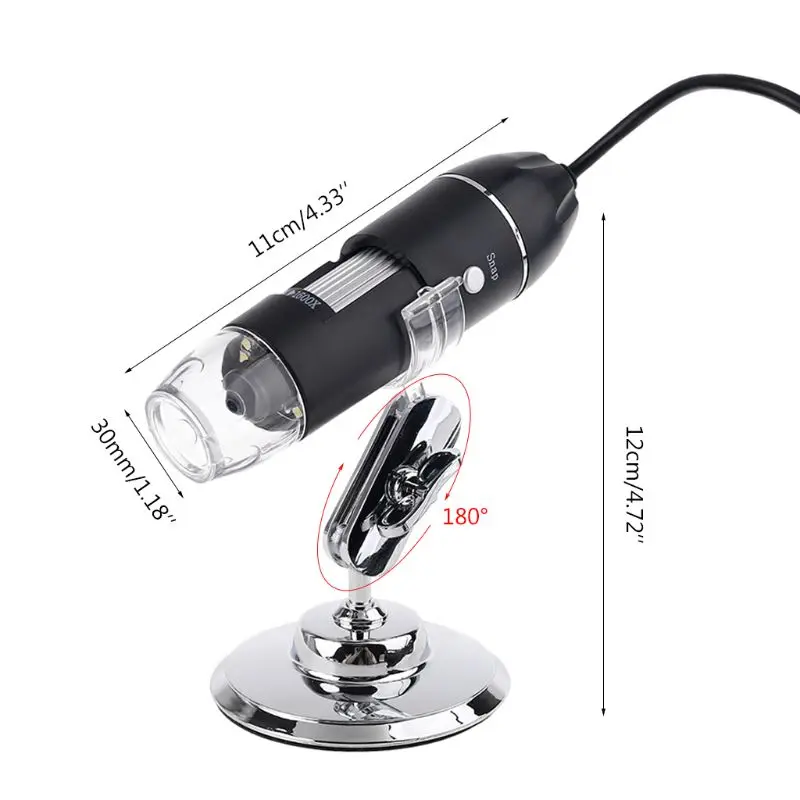 

3-in-1 Digital USB Microscope 1600X Portable 2Adapters Support OSX Windows PC Type-C Micro-USB Phone Magnifier with 8LED