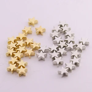 200 шт.лот 6*6 мм Внутреннее отверстие 1 мм CCB золотистые и Серебристые разделительные бусины со звездами бусины для изготовления ювелирных изделий своими руками бусины с Шармами