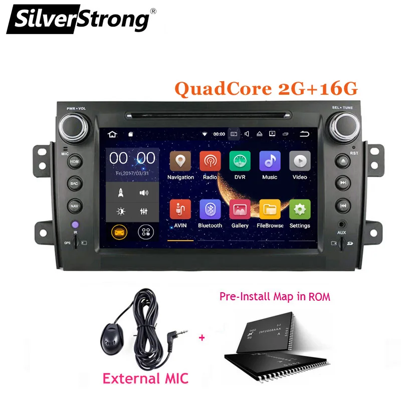 SilverStrong 2Din Android9.0 автомобильный DVD для SUZUKI SX4 Mp3 аудио DVD для FIAT Sedici навигация gps SX4 для Suzuki стерео DSP - Цвет: PX30-SX4 MIC