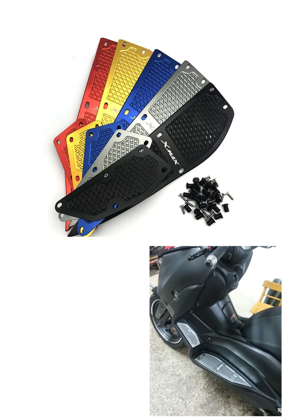 Мотоцикл изменение XMAX для ног Footpads Алюминий сплав коврики пластины педалей для Yamaha Xmax XMAX X-MAX 250 300
