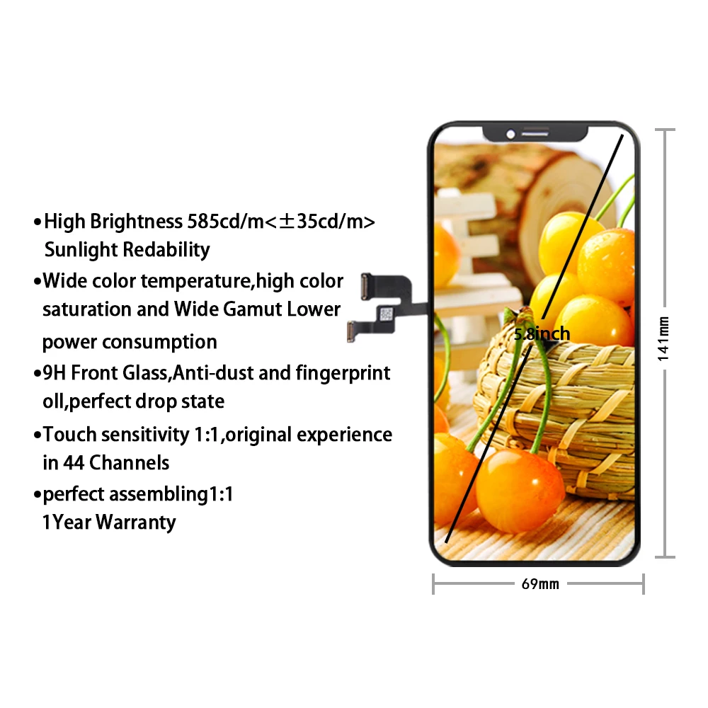 Pantalla t&aacute;ctil AAA +++ Incell 5,8 para iPhone XS, repuesto de digitalizador, reparaci&oacute;n perfecta de tel&eacute;fono, 5 uds.-2