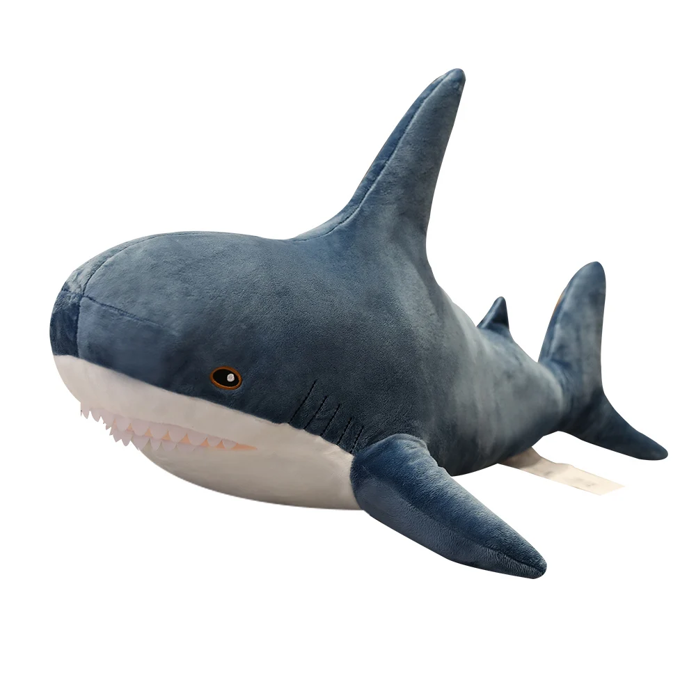 Tiburón de peluche suave y divertido para niños, almohada de tamaño grande de 80/100cm, cojín apacible, regalo para niños