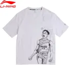 (Распродажа) Мужская футболка Li-Ning, дышащая хлопковая футболка классического кроя с принтом комиксов, спортивные футболки с графическим принтом AHSQ135