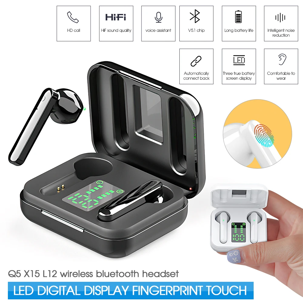 

Новинка 2021, наушники Bluetooth 5,0 с зарядным устройством, беспроводные наушники, стерео, спортивные водонепроницаемые наушники-вкладыши, гарнит...