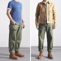 p44 0001 world war 2 us military style usmc hbt p44 trousers mens cotton vintage slim straight fitting casual pants