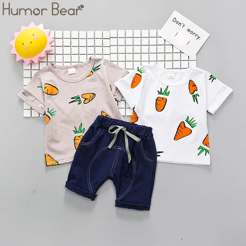 Humor Bear 2022 Summer Children Baby Boy Clothes Sets Kids 2pcs Sleeveless T-Shirt Toddler Suits Camo Shorts Child Clothing | Детская
