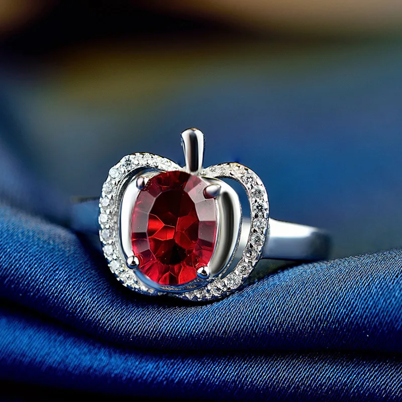 Красный Bague Ringen Настоящее 925 пробы Серебряное кольцо с 8*5 мм Роскошный натуральный рубин Gestone обручальное кольцо свадебный подарок - Цвет камня: Красный