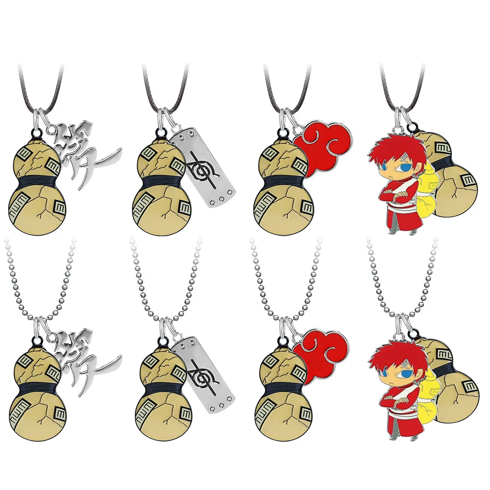 Anime Necklace Cartoon Gaara Gourd Metal Pendants Neck Rope Chain Hatake Kakashi Men Women Cosplay Prop Party Jewelry Gifts