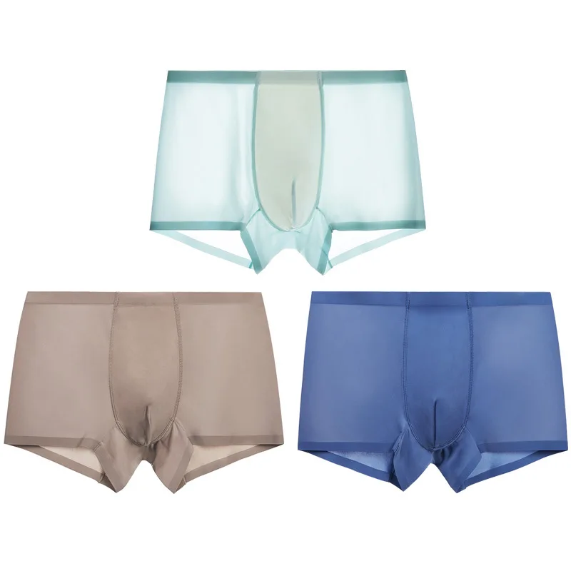 Мужские трусы-боксеры из вискозы черные тонкие бесшовные трусы для геев