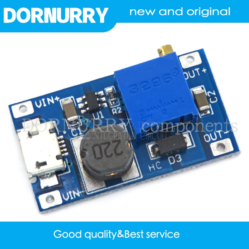 

5 шт., регулируемый Повышающий Модуль 2А, Повышающий Модуль 2А с MICRO USB 2в-24в до 9В 12В 28В 5В MT3608 LM2577