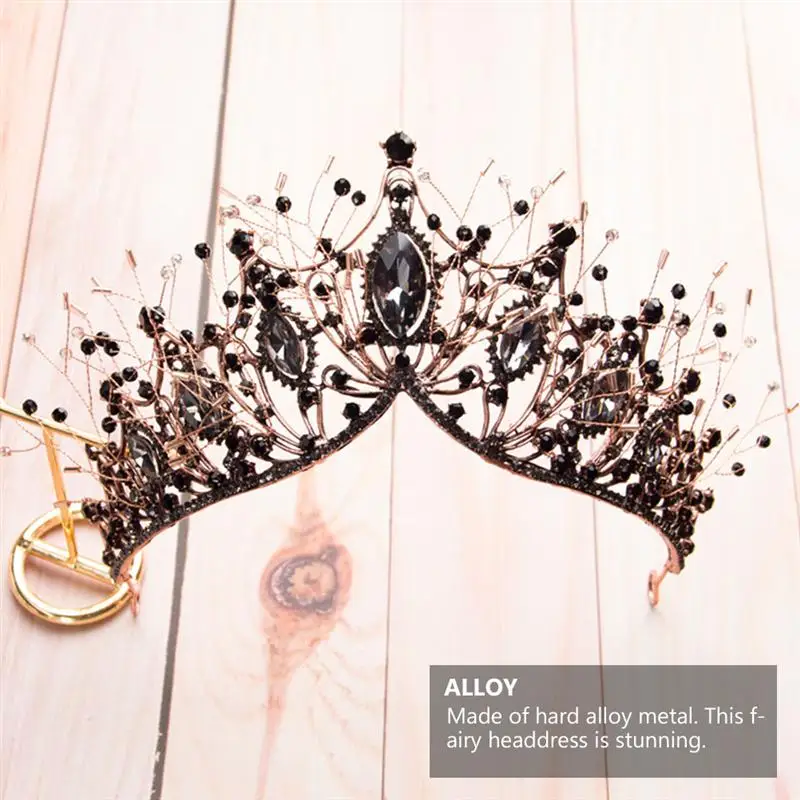 

1Pc Baroque Style Bridal Crown Headwear Wedding Headdress Bronze And Black