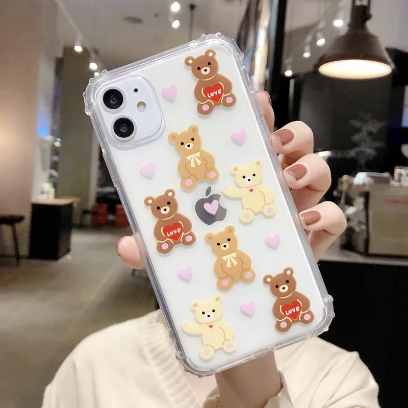 Милый заботливый медведь Цветы Чехол для телефона iphone7 8pluls 11 pro Забавный Медведь