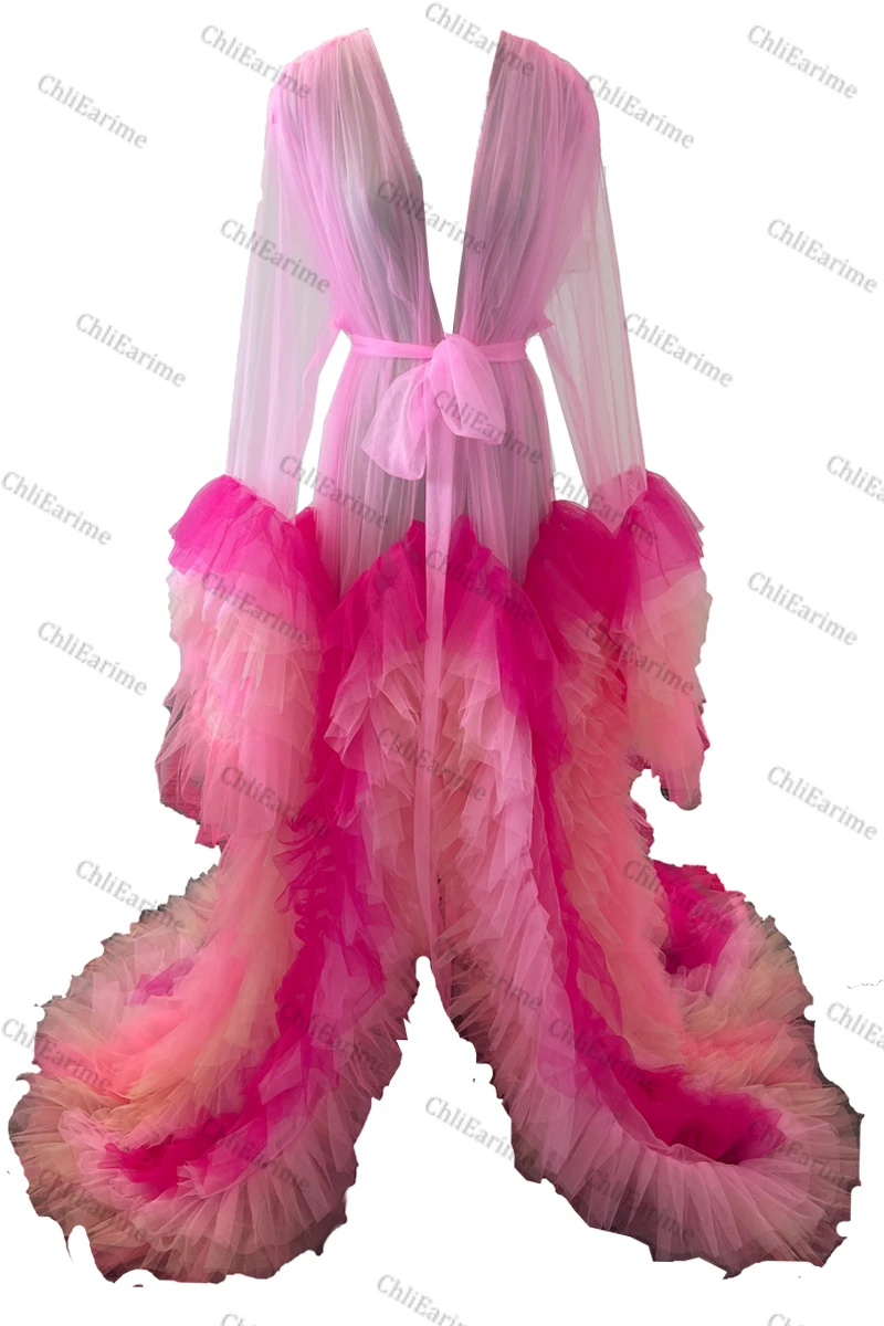 Women's transparent and personalized multicolored tulle dresses, soft sewn dresses