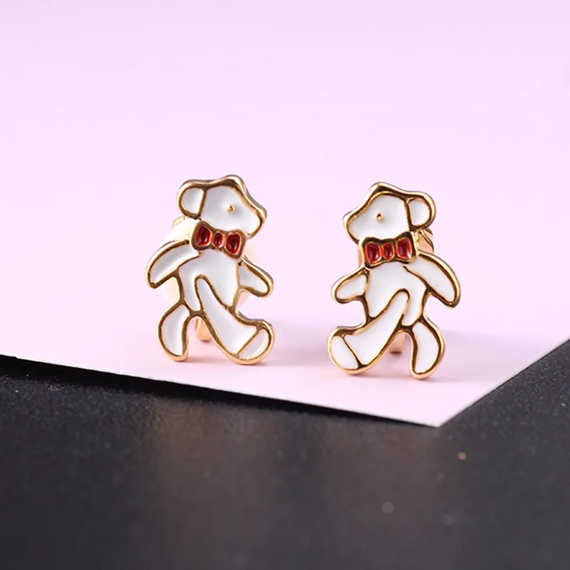 Милые медвежонок клипсы для девочек серьги гвоздики маленькие девочки не