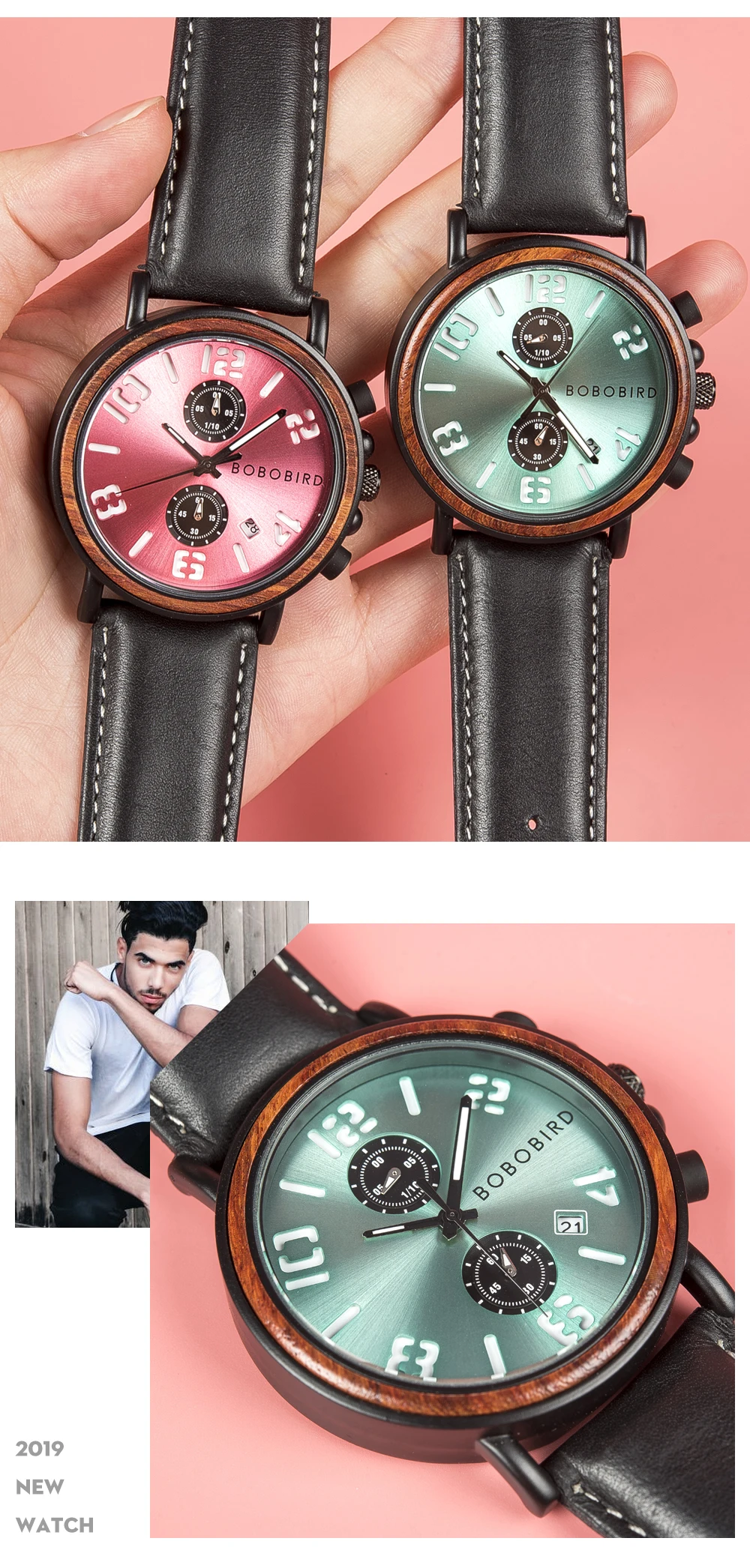 Reloj hombre BOBO BIRD водонепроницаемые часы для мужчин Топ роскошные стильные светящиеся часы Отображение даты деревянные часы для мужчин OEM Прямая поставка