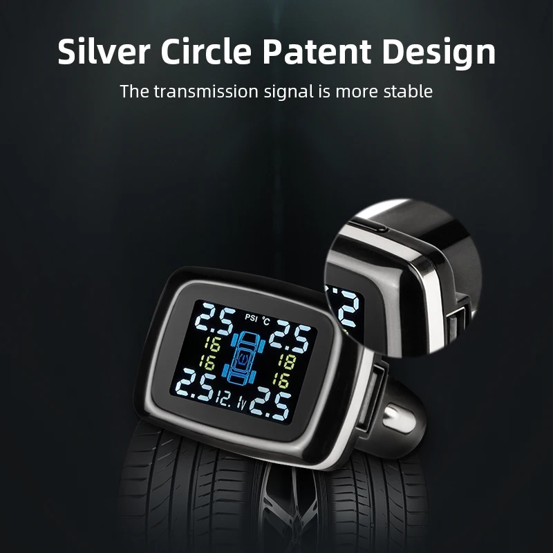 JMCQ TPMS Cigarette lighter Tire Pressure Alarm Monitor System Auto Security Warning Control Internal External sensors USB tpms |