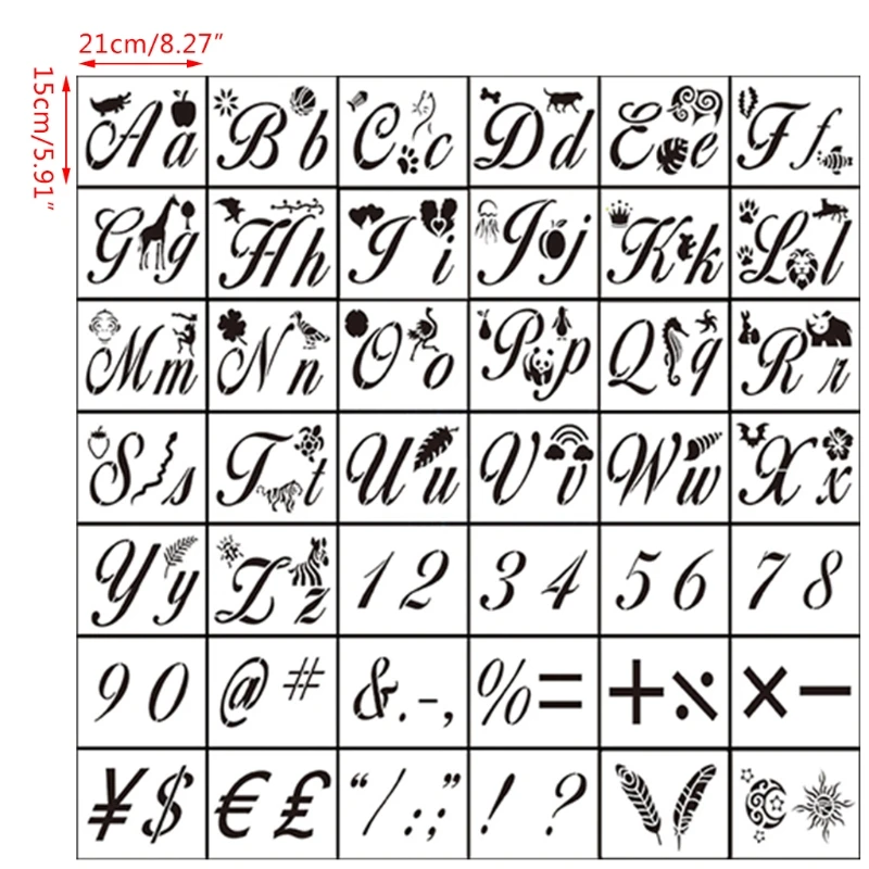 

42pcs/set Alphabet Number DIY Painting Drawing Stencil Templates Decoration Art G88D