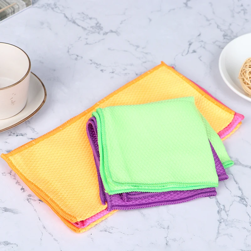 

5Pcs Kitchen Cloths Dish Towels Microfiber Cleaning Cloth Super Absorbent Wiping Rags Kitchen Household Washcloths For Housework