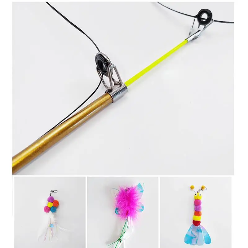 Замена кошка игрушка с перьями комплект выдвижной Пластик кошачья палочка