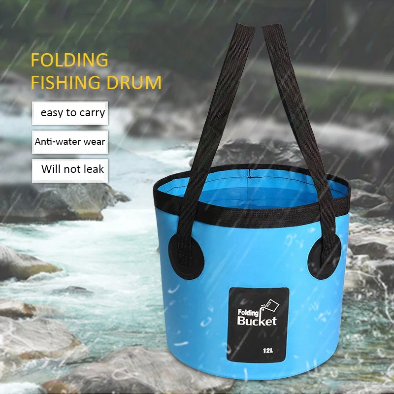 12L Multifunctional Collapsible Folding Fishing Bucket Outdoor Waterproof Water Storage Container Bucket For Camping Hiking Trav