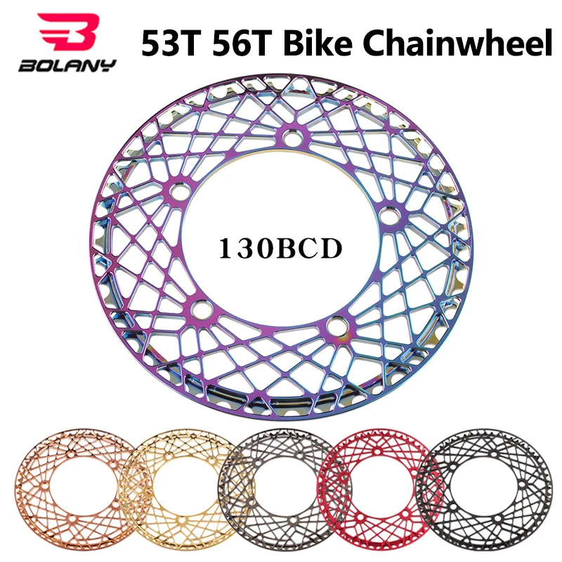 Складная велосипедная Звездочка BOLANY 53T 56T 130BCD BMX с радужным покрытием для