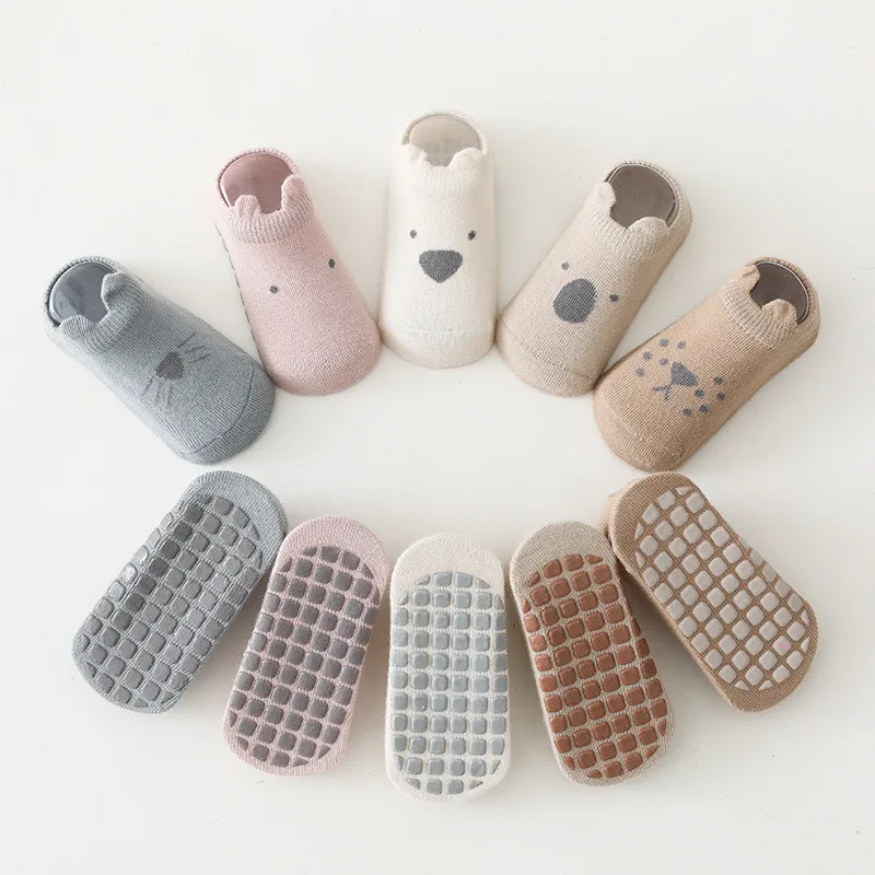 Calcetines antideslizantes de algod&oacute;n peinado para beb&eacute;, medias de dibujos animados, para verano y oto&ntilde;o-0