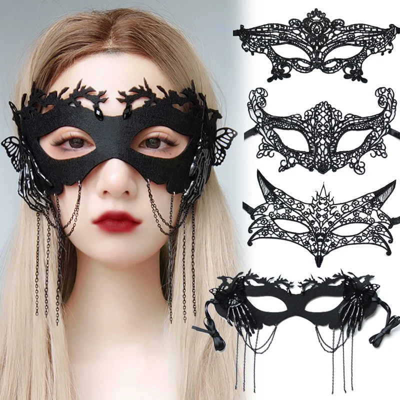 

Sexy Mask Black Lace Hollow Mask Goggles Nightclub Queen Female Sex Lingerie Cutout Eye Masks for Party Fancy Dress Costume