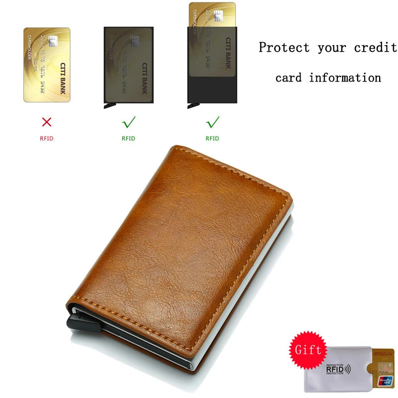 BISI GORO мужской кошелек блокирующий Rfid винтажный держатель для кредитных карт 2020