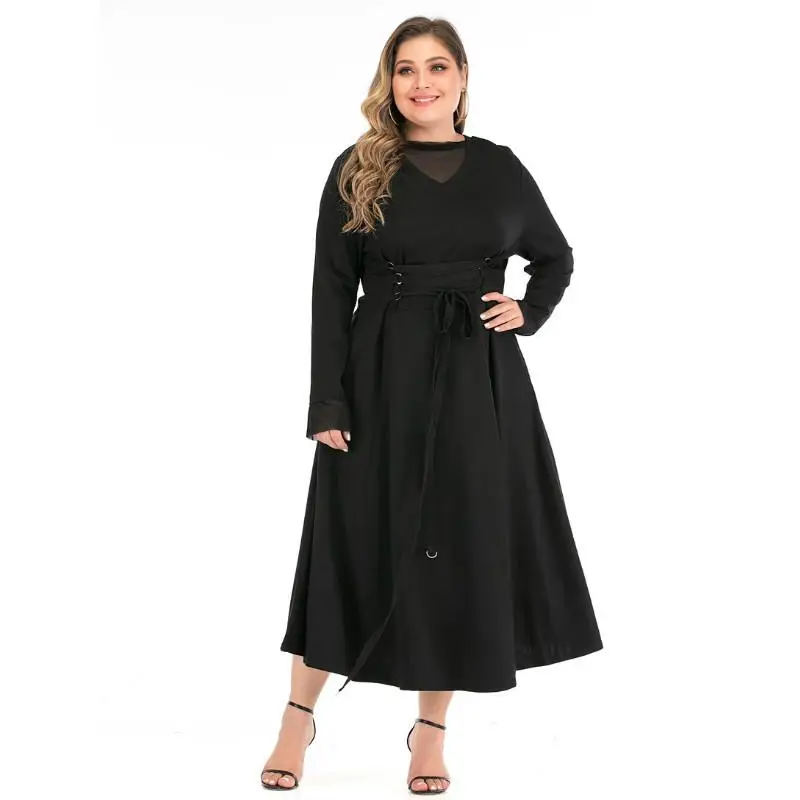 XL 5XL черное офисное длинное платье большого размера Осень зима женское