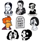 Металлические Булавки в стиле панк, портрет, отворот, броши в виде надгробия с разделенным лицом и скелетом в среду, шпильки, ювелирные изделия, подарки для друзей