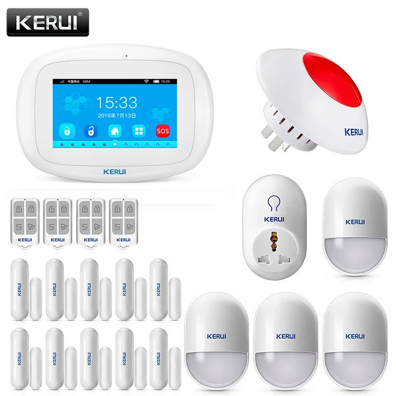 KERUI K7 дома WI-FI сигнализации костюм 7 дюйма TFT Цвет Дисплей GSM безопасности Smart Жилых Alarmas де Seguridad para Casa - Цвет: kit 2