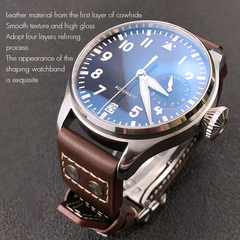 Ремешок из натуральной кожи с заклепками для IWC браслет воловьей коричневого и