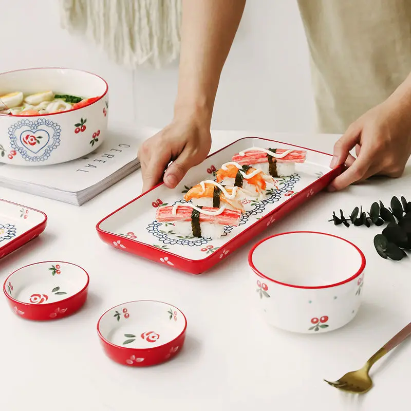 Набор для риса ручной росписи в японском стиле|Столовые сервизы| |