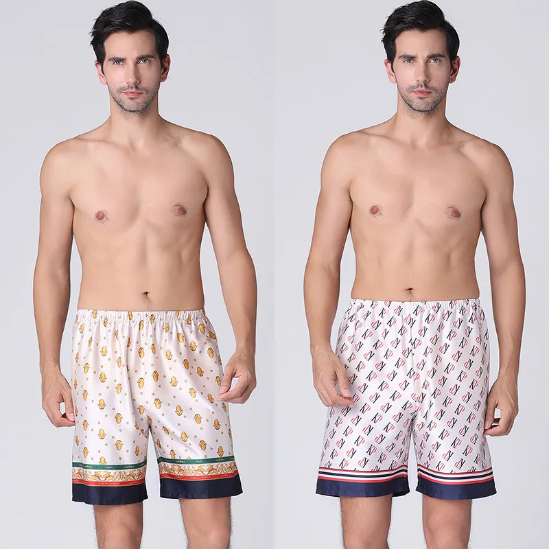 SAMWESTART 2020 летние мужские шелковые пижамы Короткие штаны стильные Весенние