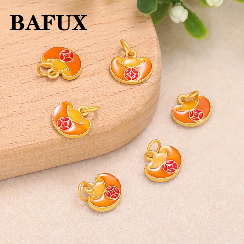 BAFUX s925china wind cloisonne цветная эмаль ручная скульптура золотой слиток кулон
