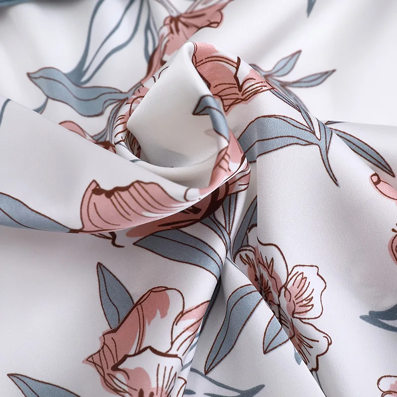 

Summer silk sexy printing suspender pajamas suit women's robe silk like two piece Robe